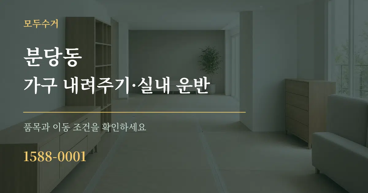 분당동 가구 내려주기·실내 운반 서비스 이용 안내 그래픽