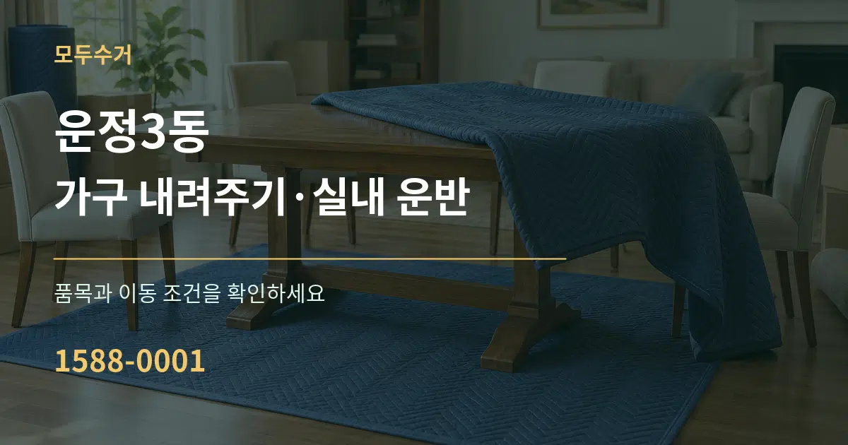 운정3동 가구 내려주기·실내 운반 작업 조건 안내 그래픽